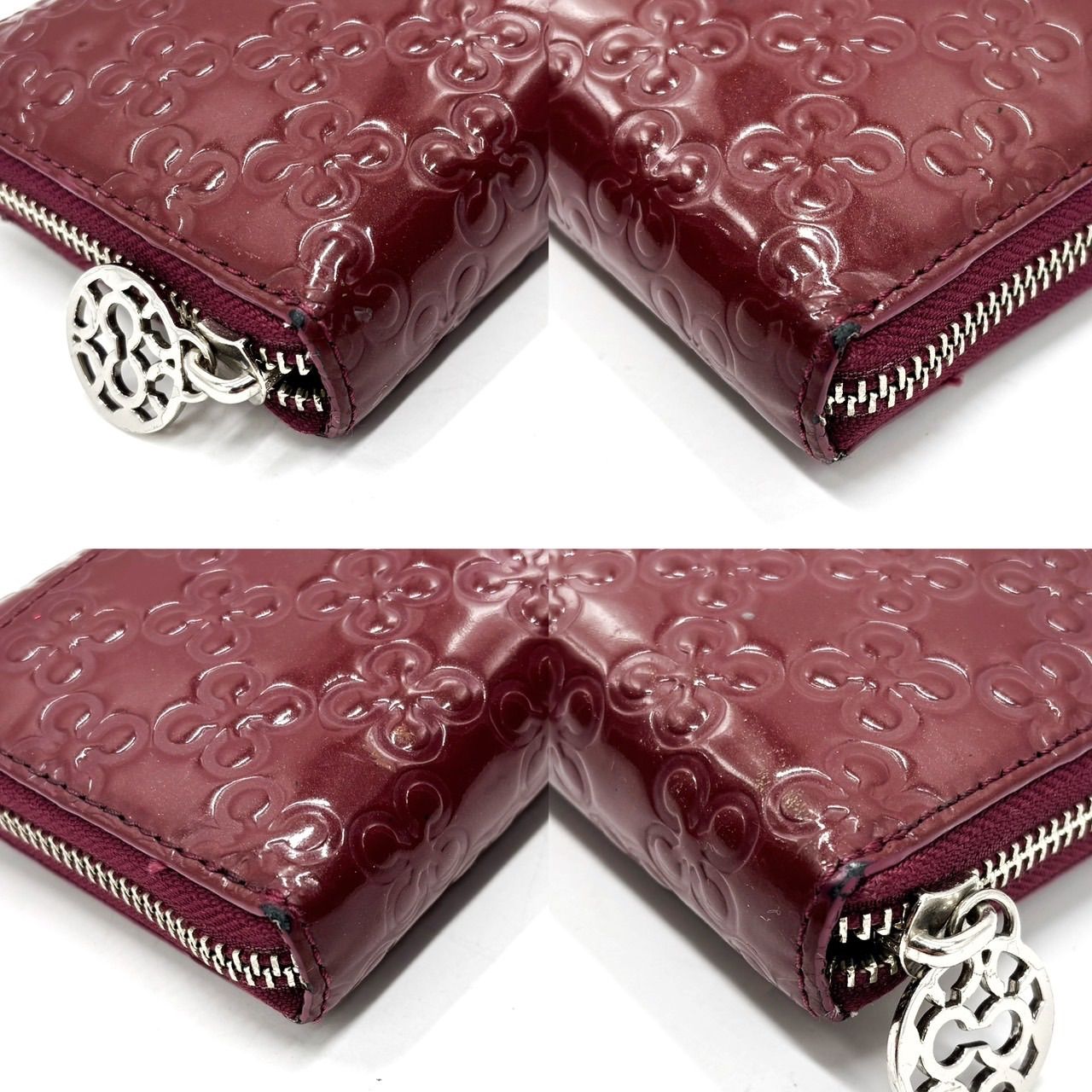 良品】 COACH 長財布 ロングウォレット ラウンドファスナー パテント 