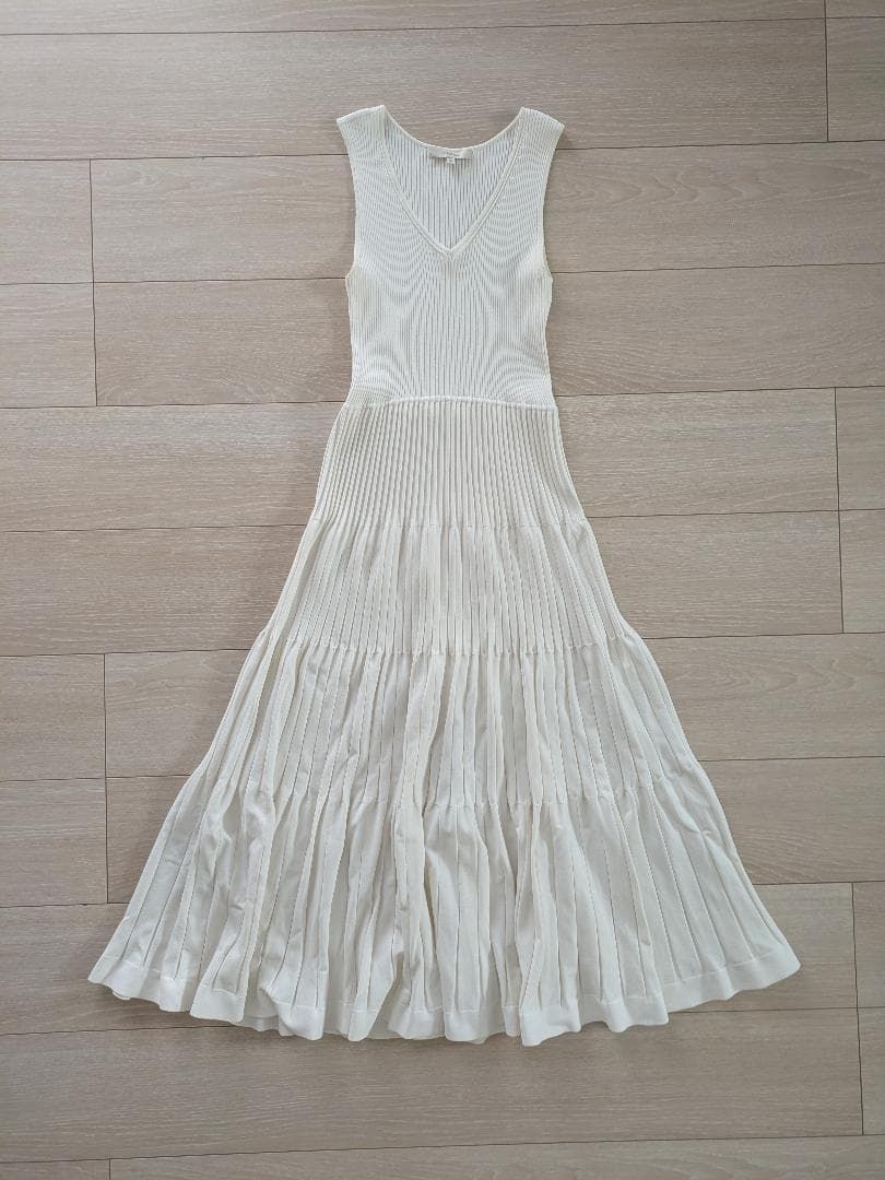 EPOCA エポカ Vネック リブニット プリーツティアードワンピース 40