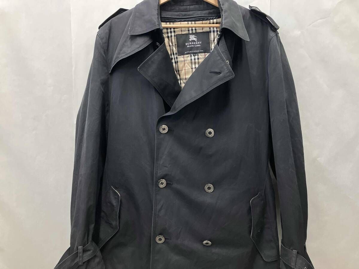 BURBERRY BLACK LABEL トレンチコート LLサイズ 黒 ブラック