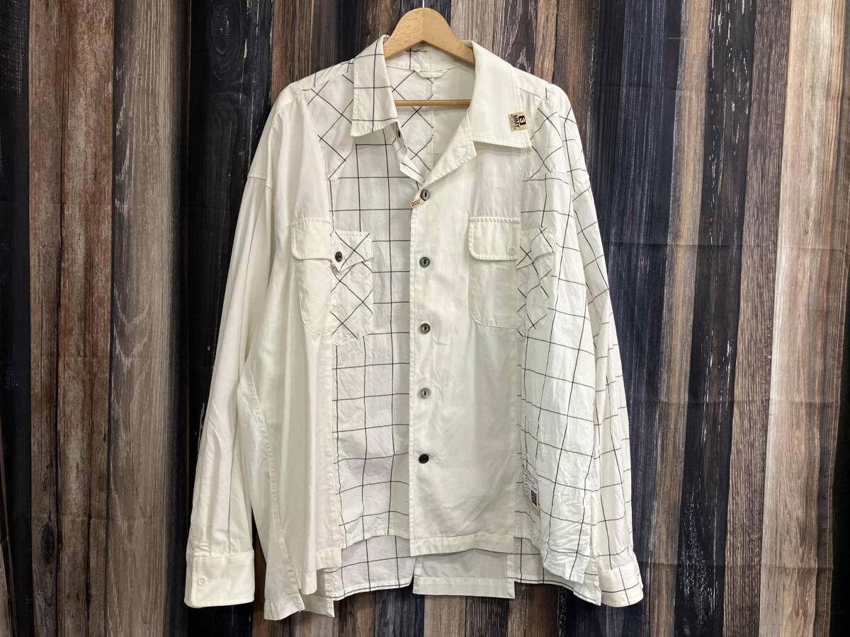 MAISON MIHARA メゾンミハラヤスヒロ 長袖シャツ ホワイト チェック柄 46