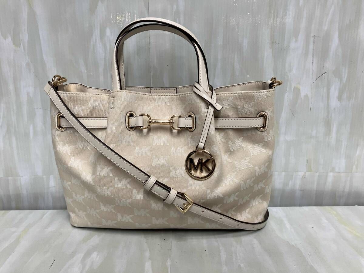 MICHAEL KORS マイケルコース センタージップ サッチェル シグネチャー ショルダーバッグ ハンドバッグ 2 way ベージュ