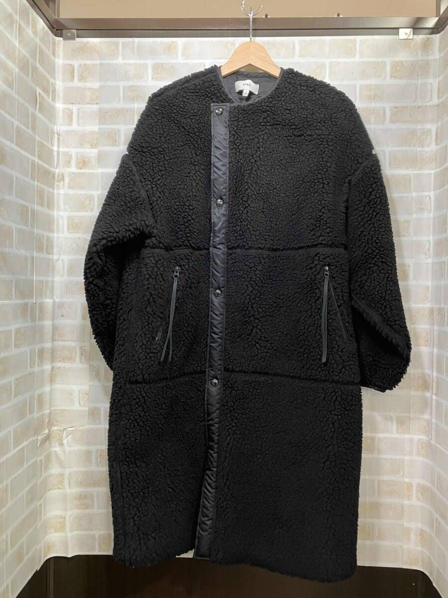 HYKE ボアロングコート ブラック お買い得品 サイズ1 HYKE ハイク ボア