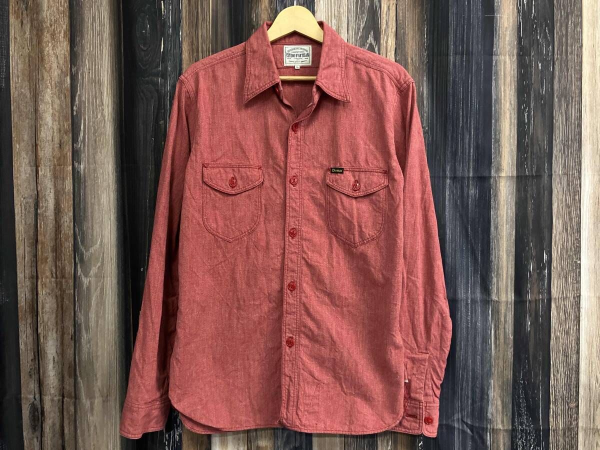 STUDIO D ARTISAN デニム調 長袖シャツ レッド L