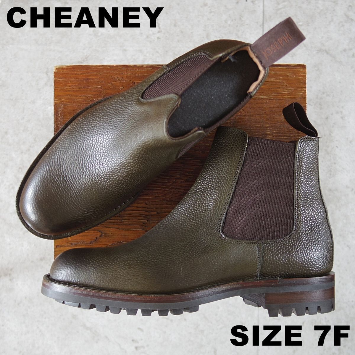 英 チーニー 7 F 定価10万円以上 ヴェルトショーン製法 RIBBLE C コマンドソール サイドゴアブーツ オリーブ CHEANEY o 183