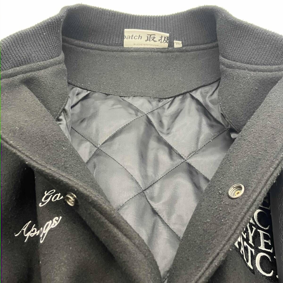 BLACK EYE PATCH APHRODITE GANG LEATHER VARSITY JACKET ブラックアイ 