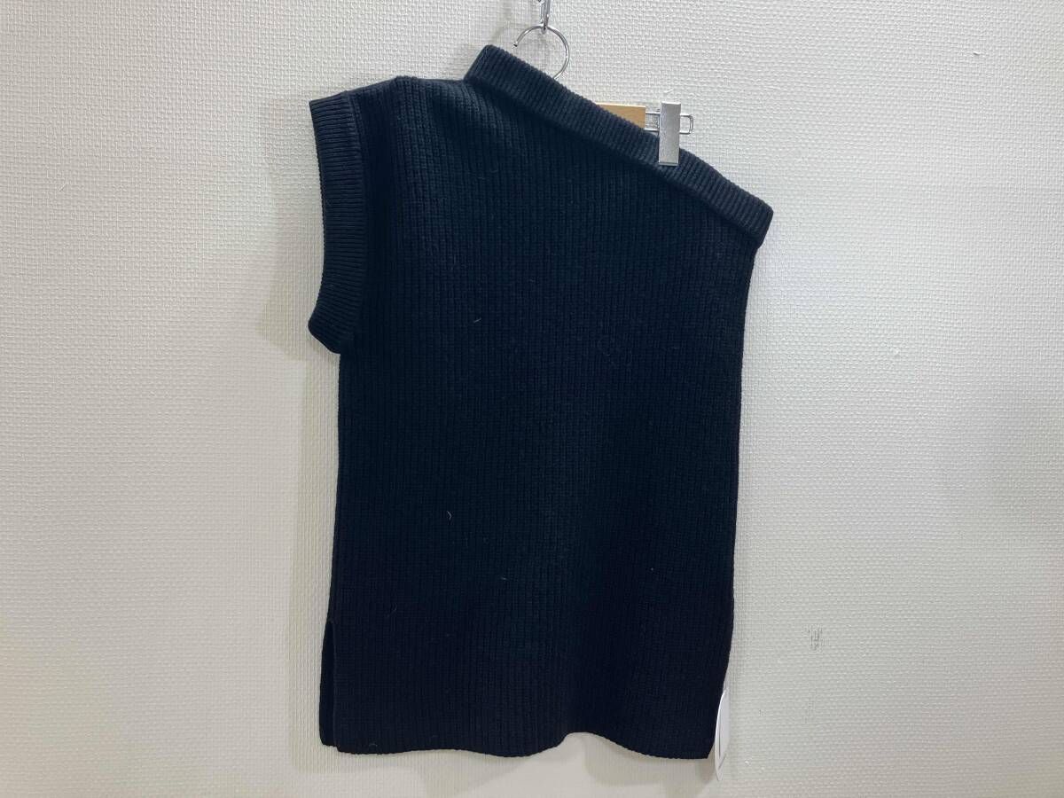 FUMIE TANAKA アンシンメトリーニットベスト 畦編みニットベスト ニットベスト 黒 1 冬