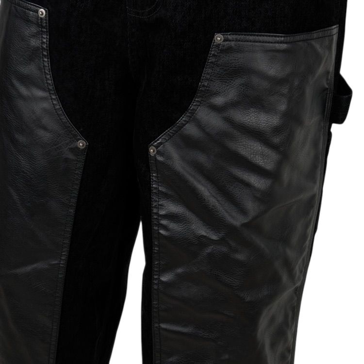 EMOSTANCECLUB VELVET LEATHER PANEL BAGGY CARPENTER JEANS - メルカリ