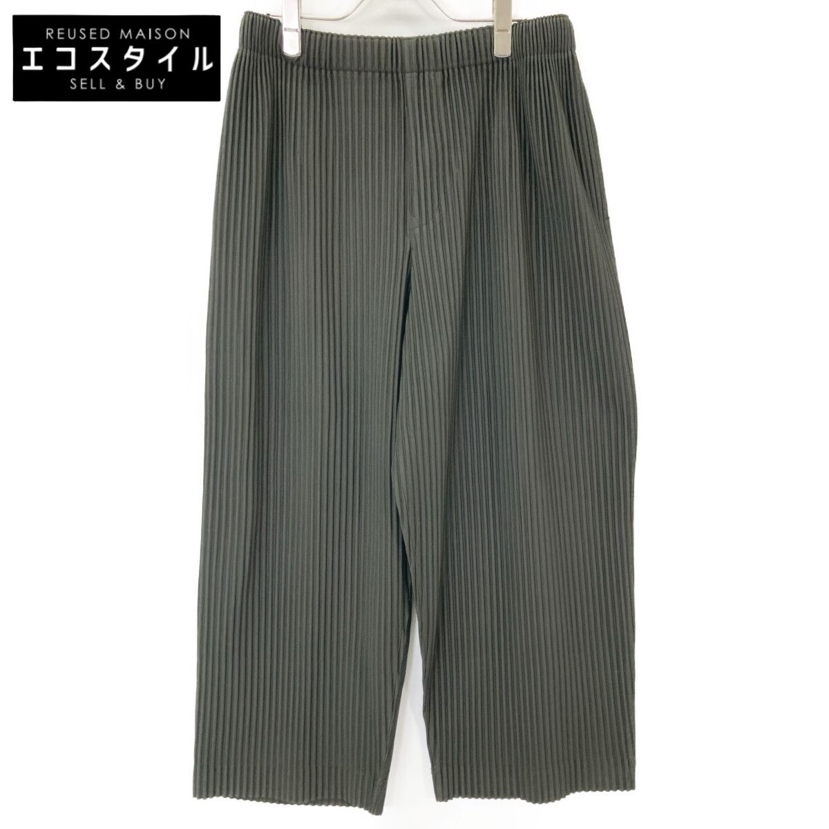 HOMME PLISSE ISSEY MIYAKE オムプリッセ イッセイミヤケ HP03JF187 ﾓｽｸﾞﾘｰﾝ ﾌﾟﾘｰﾂﾜｲﾄﾞﾊﾟﾝﾂ 2