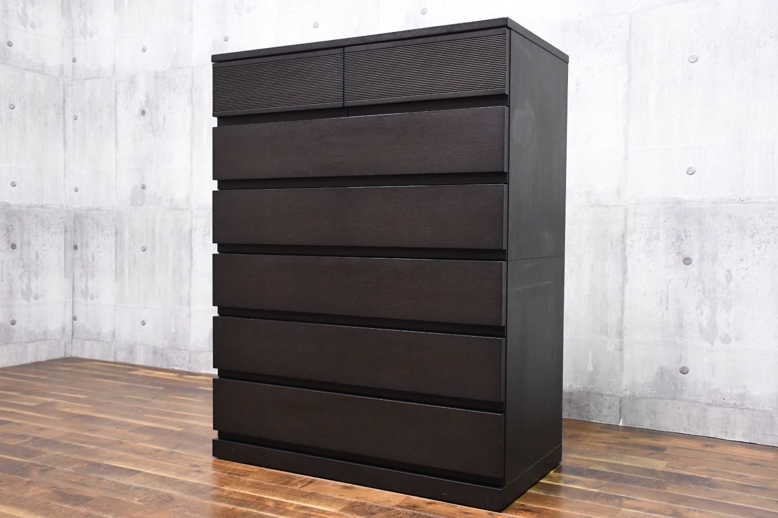 EKK 65 府中家具 焼印 6段チェスト 整理タンス カト オーク材 IDC大塚家具 松岡家具 モダン W 85 cm 引き出し 抽斗 整理箪笥 桐タンス