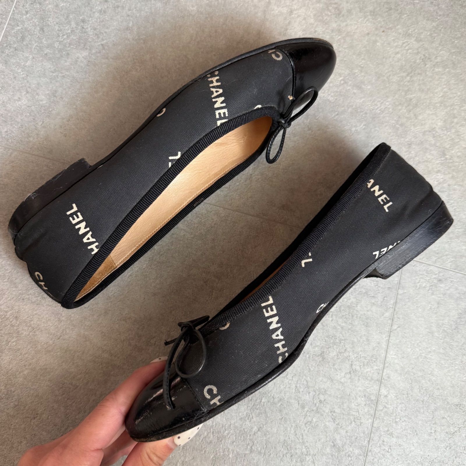 CHANEL シャネル リボンバレエシューズ フラットシューズパンプス
