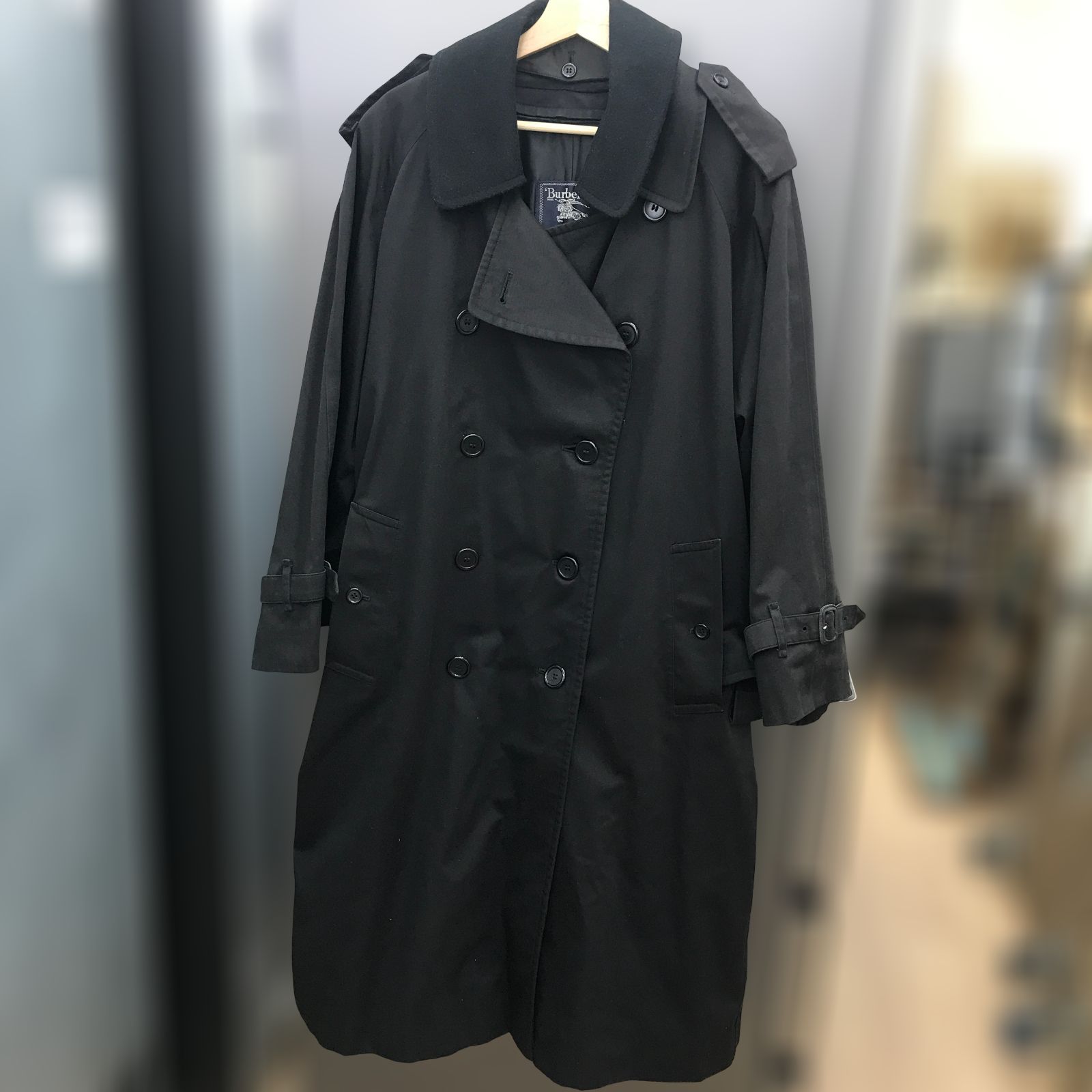 リユースの バーバリー Burberrys メンズ トレンチコート ブラック ライナー付き ヴィンテージ 管理1206 05