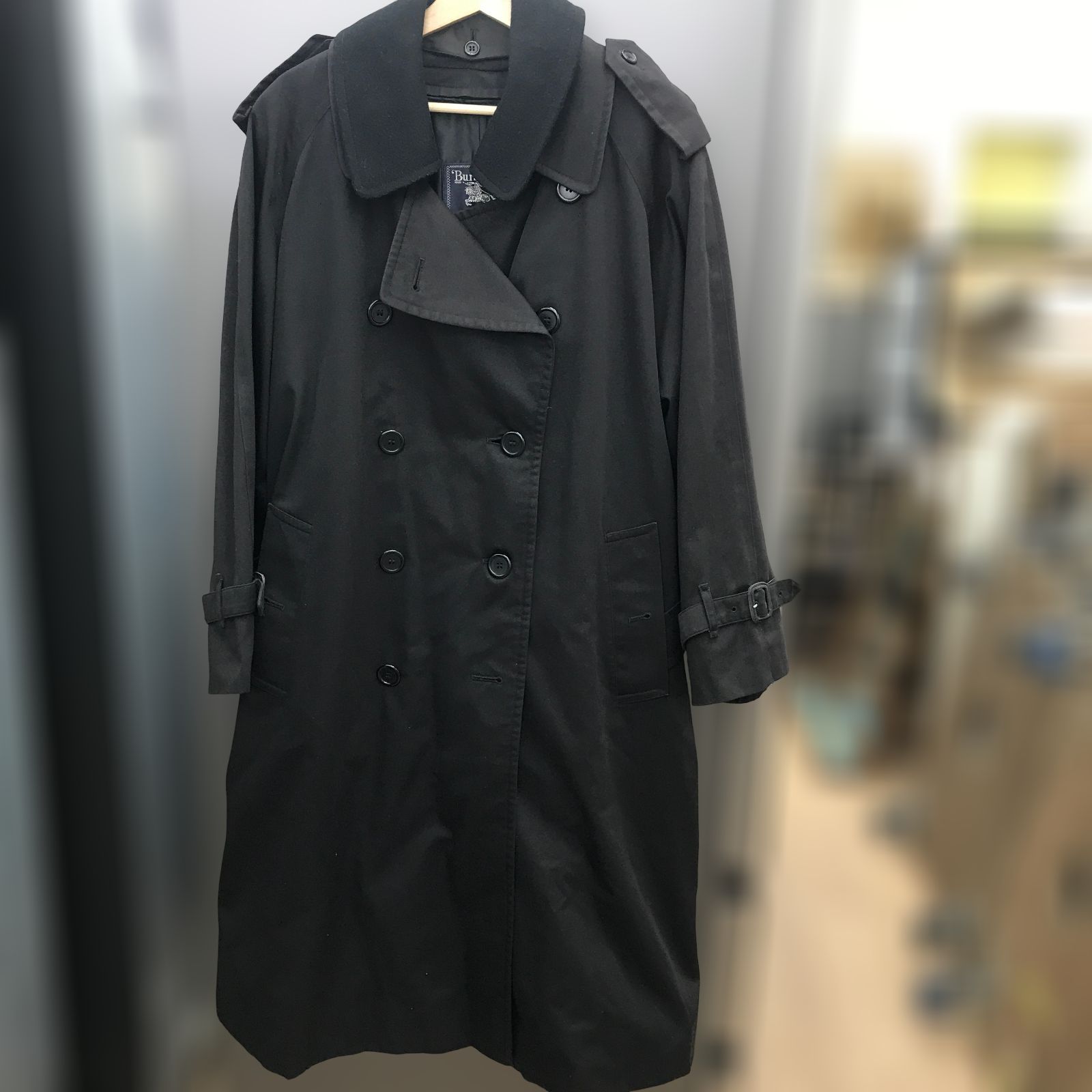 リユースの バーバリー Burberrys メンズ トレンチコート ブラック ライナー付き ヴィンテージ 管理1206-05