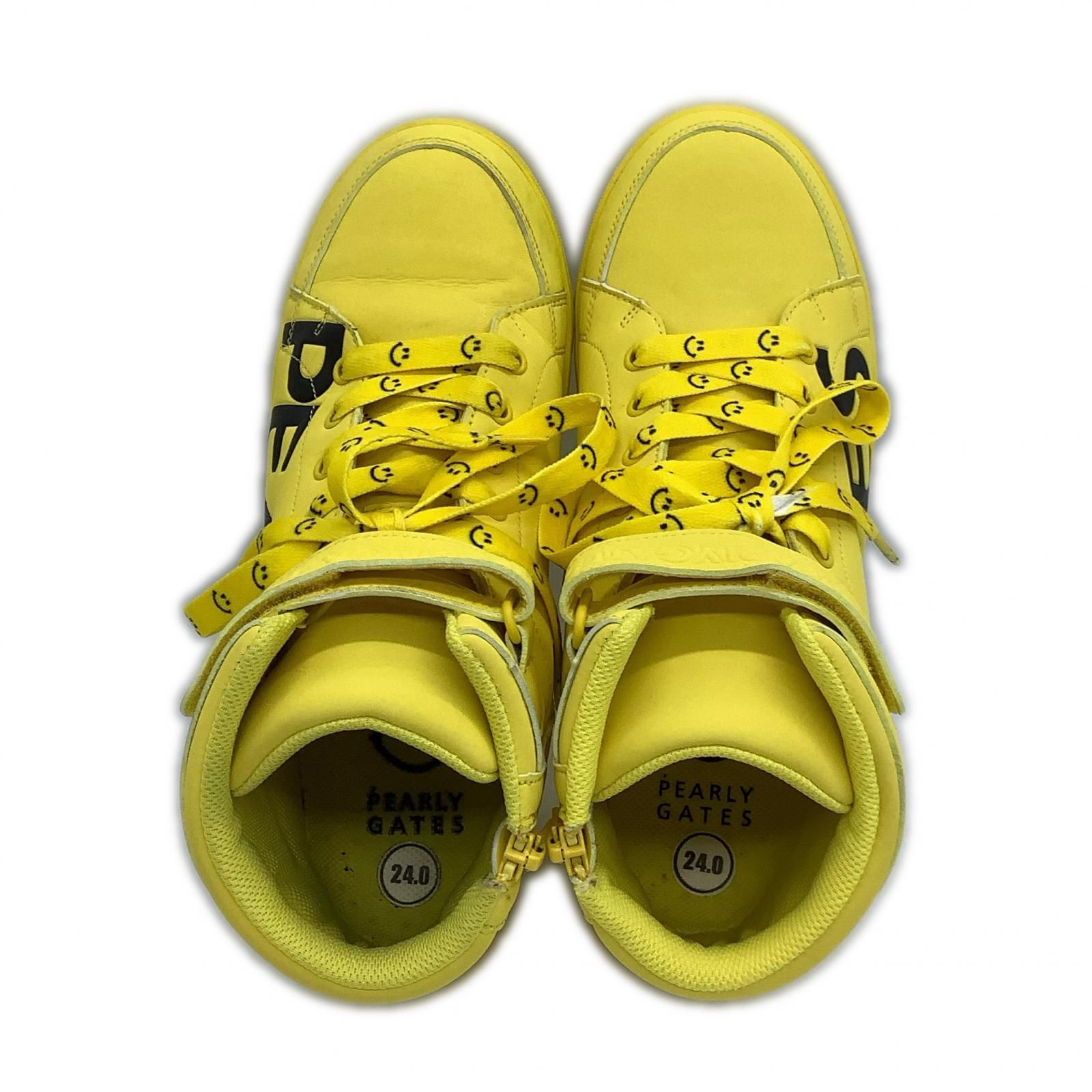 中古 パーリーゲイツ PEARLY GATES ゴルフシューズ 24cm イエロー