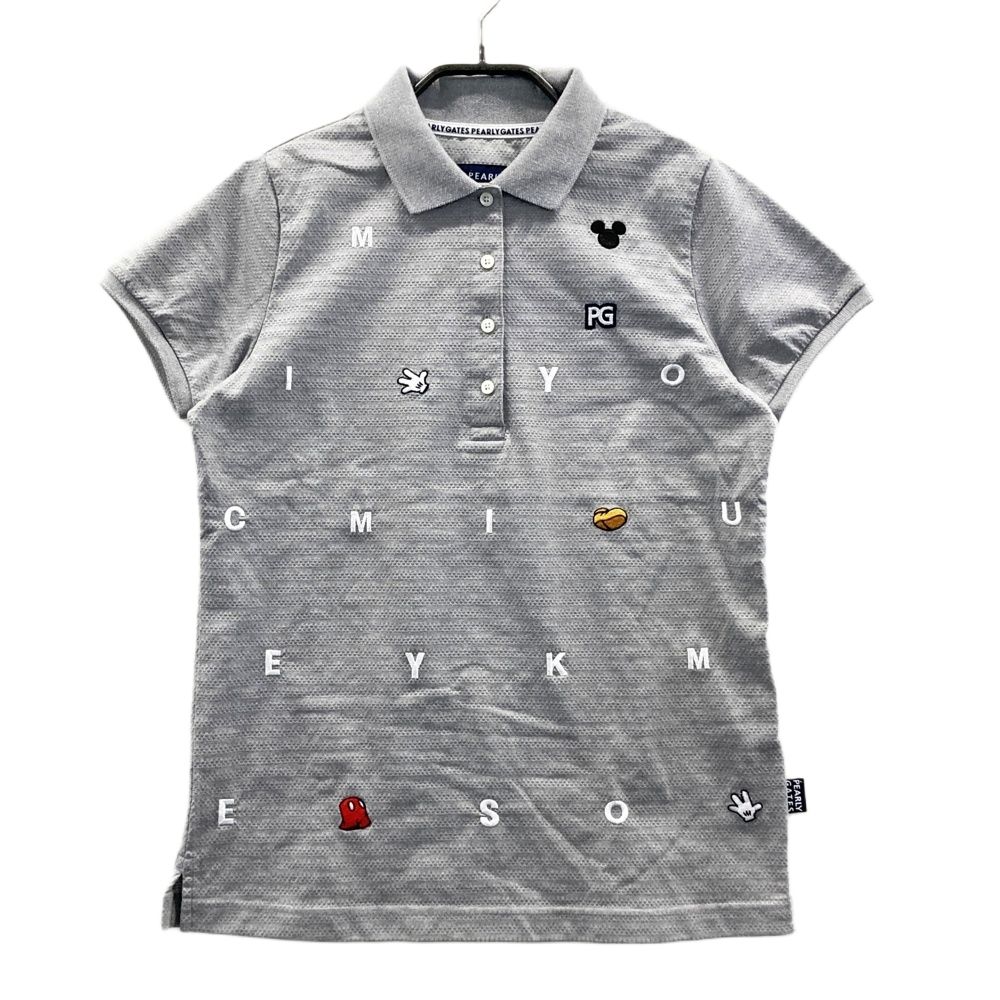サイズ 0 PEARLY GATES パーリーゲイツ 半袖ポロシャツ ミッキー グレー系 ゴルフウェア レディース ストスト