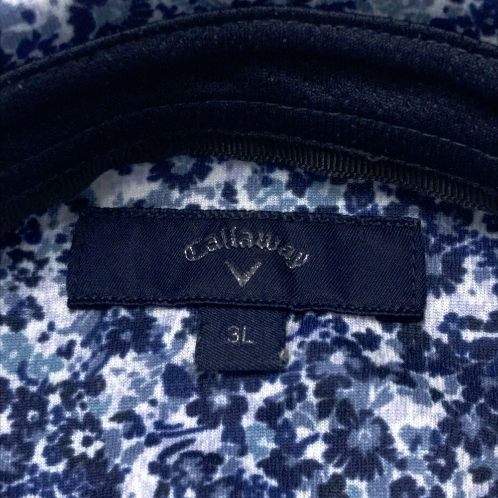 サイズ 3 L キャロウェイ 半袖ポロシャツ 花柄 ブルー系 ゴルフウェア メンズ ストスト