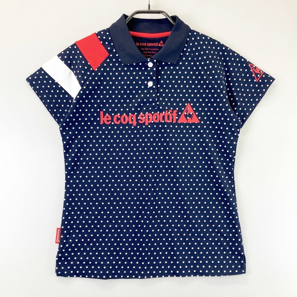 サイズ：M LE COQ GOLF ルコックゴルフ ; 半袖ポロシャツ ドット柄 ネイビー系 [240101567531] ゴルフウェア レディース ストスト