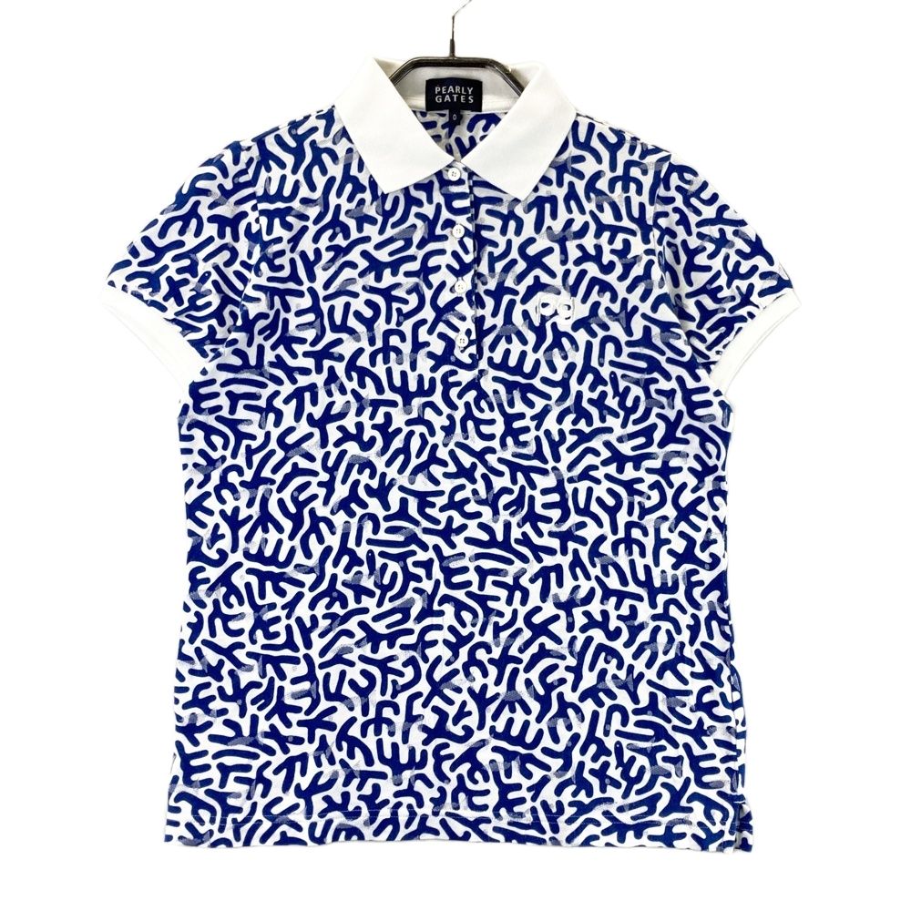 サイズ：0 PEARLY GATES パーリーゲイツ 半袖ポロシャツ ロゴ刺繍 総柄