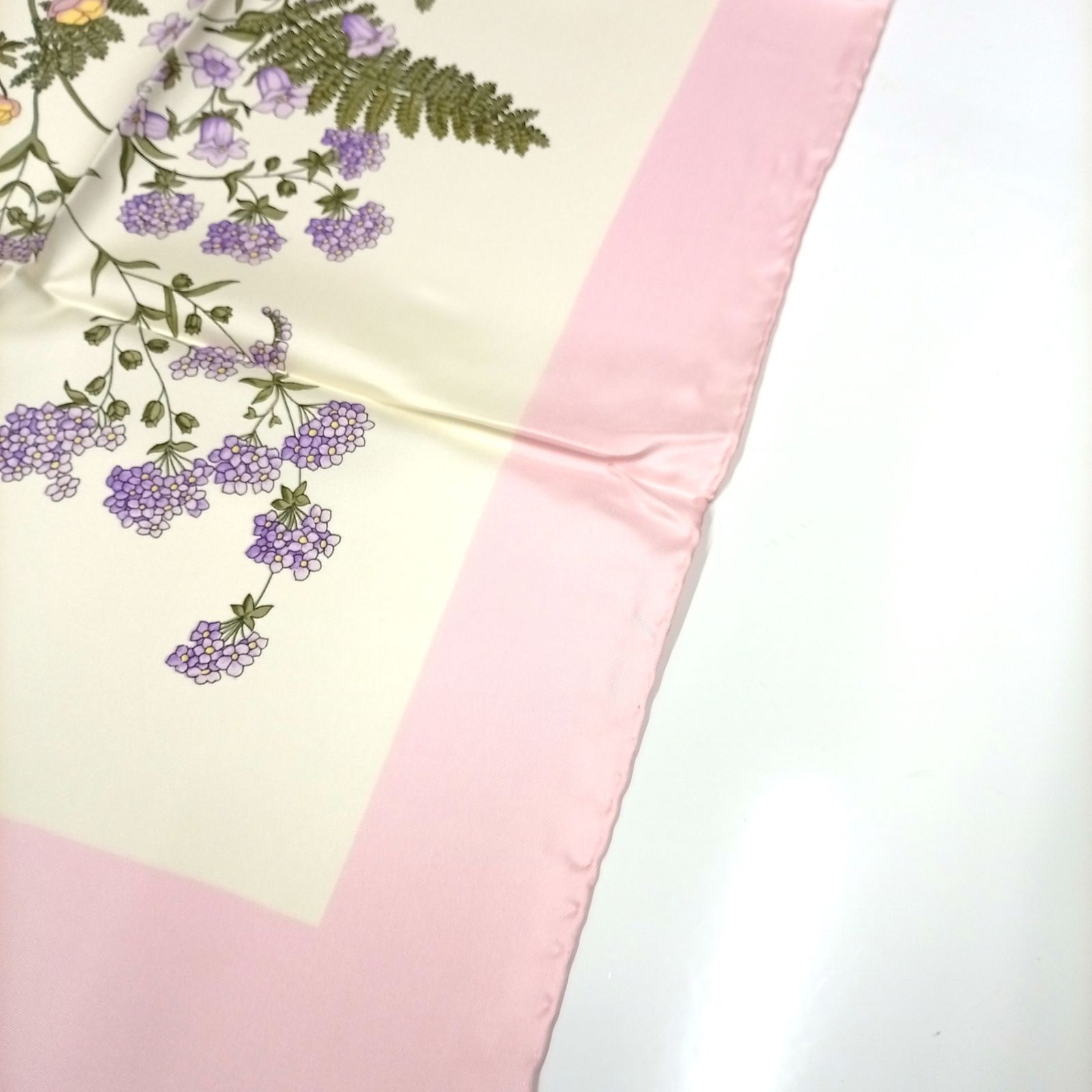 Christian Dior シルク100％ スカーフ フラワー ピンク クリスチャン