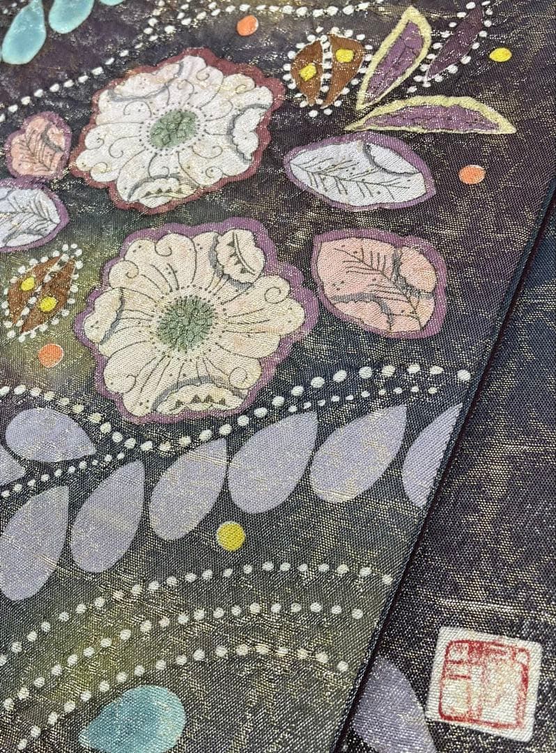 辻ヶ花 袋帯 落款入 正絹 お太鼓柄 D 196