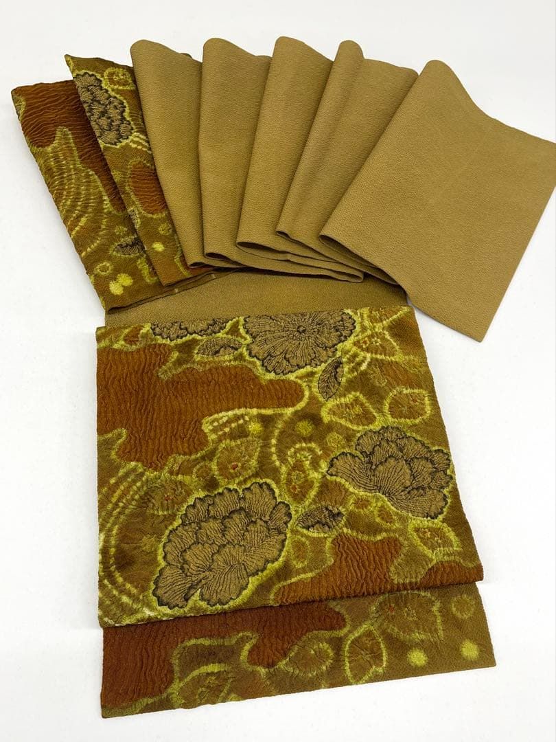 作家物 九寸名古屋帯 開き名古屋 額縁仕立て 草花 落款入 正絹 D 195