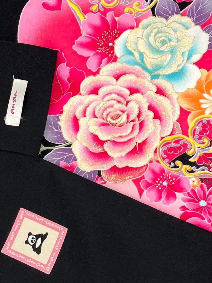 二尺袖 ポリエステル着物 刺繍 金彩 薔薇 anan 紋意匠 袴用 MOP529
