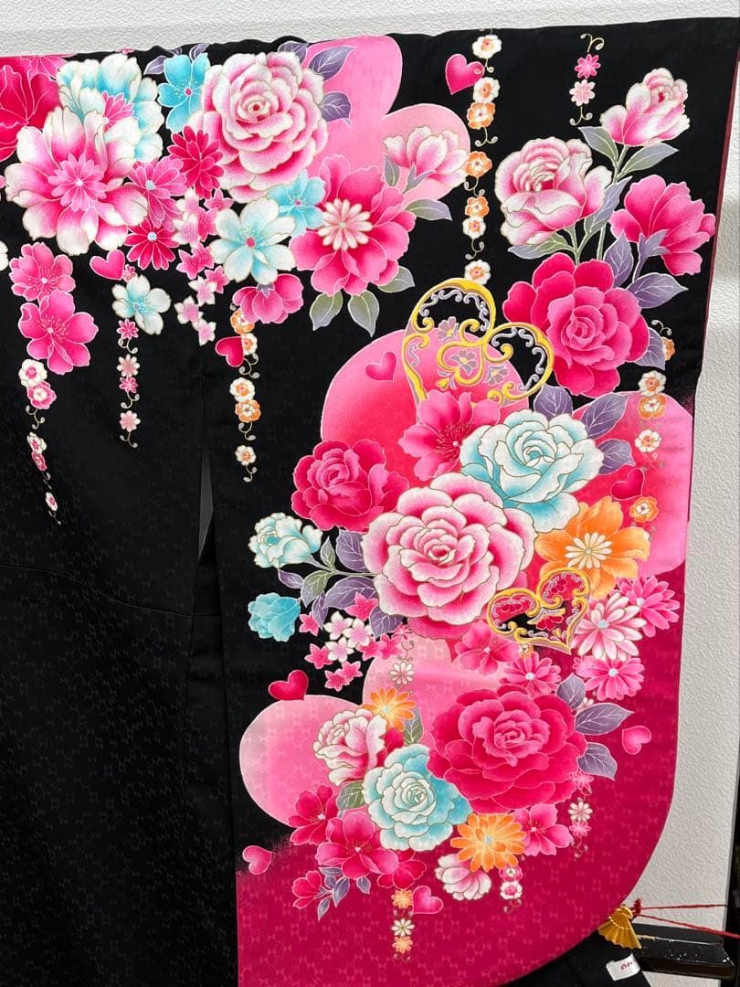 二尺袖 ポリエステル着物 刺繍 金彩 薔薇 anan 紋意匠 袴用 MOP529