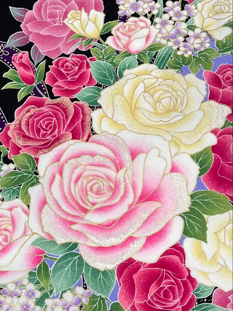 二尺袖 ポリエステル着物 刺繍 薔薇 anan 紋意匠 袴用 MOP527 - メルカリ
