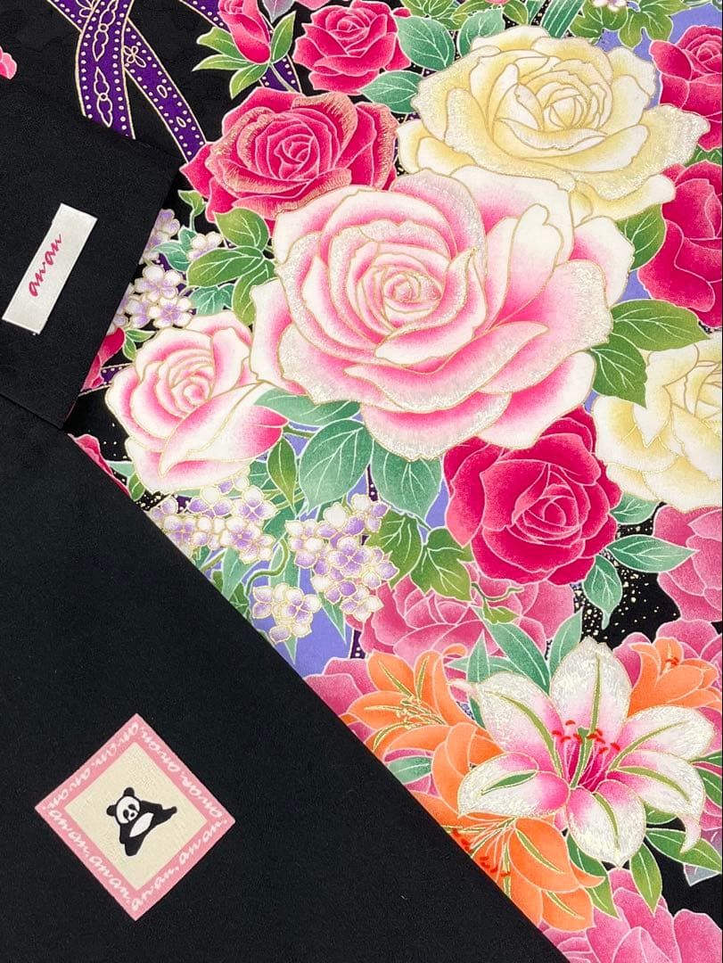 二尺袖 ポリエステル着物 刺繍 薔薇 anan 紋意匠 袴用 MOP527 - メルカリ