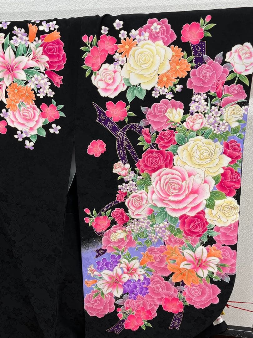 二尺袖 ポリエステル着物 刺繍 薔薇 anan 紋意匠 袴用 MOP527 - メルカリ