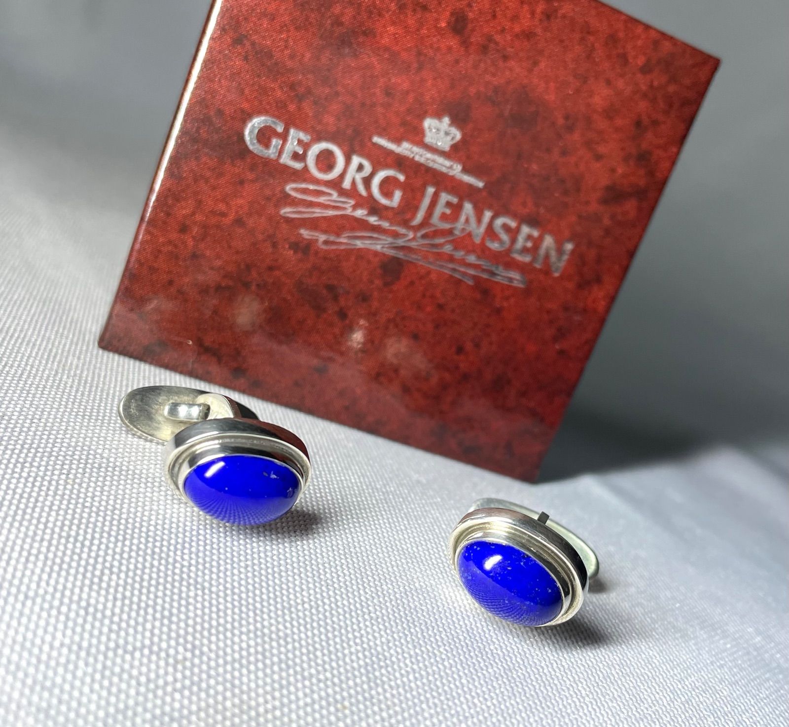 GEORG JENSEN ジョージジェンセン 44 B ラピスラズリ ストーン装飾カフス カフリンクス ボタン 箱あり