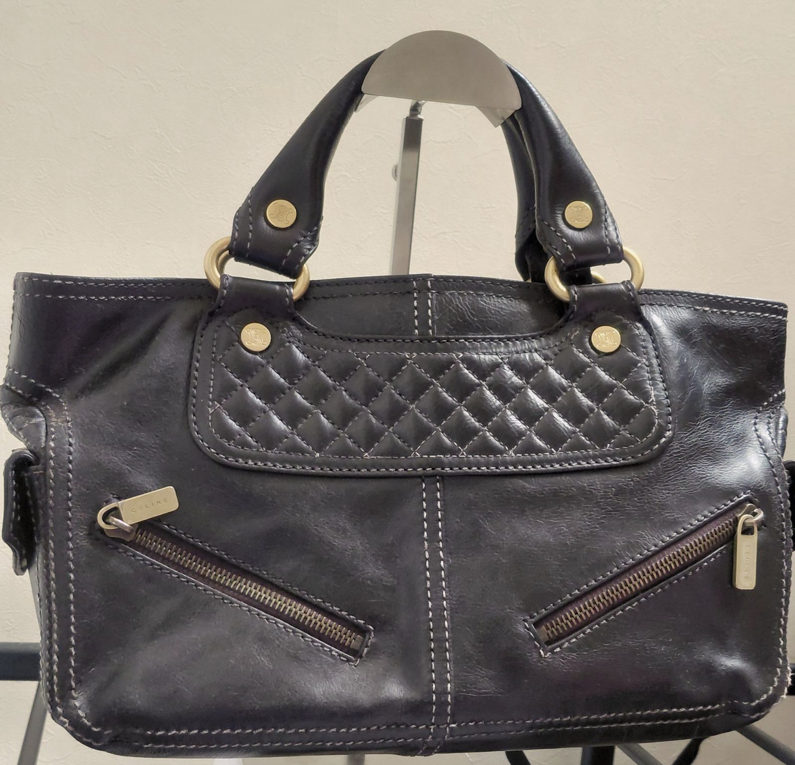 セリーヌ ハンドバッグ ブギーバッグ ダークブラウン レザー CELINE 