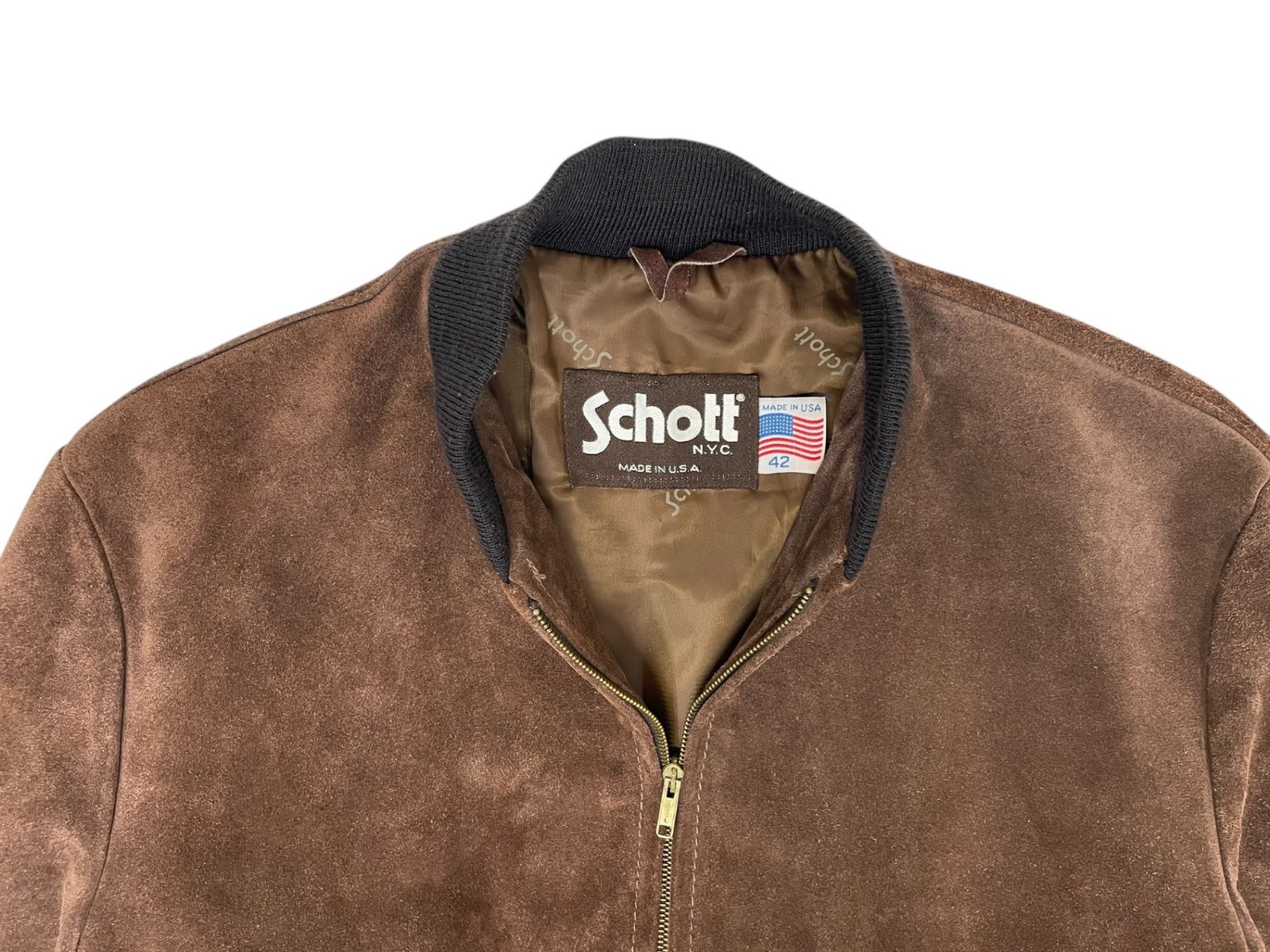 美品　80 90s ショット　ブルゾン　スエード　idealジップ M ブラウン Schott (ショット) スエードジャケット ブルゾン レザー 80S 90S USA製