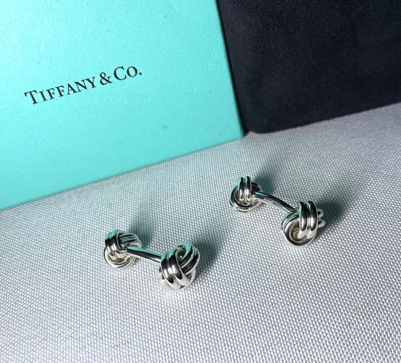 美品 TIFFANY ティファニー ツイストノットカフス ボタン カフリンクス