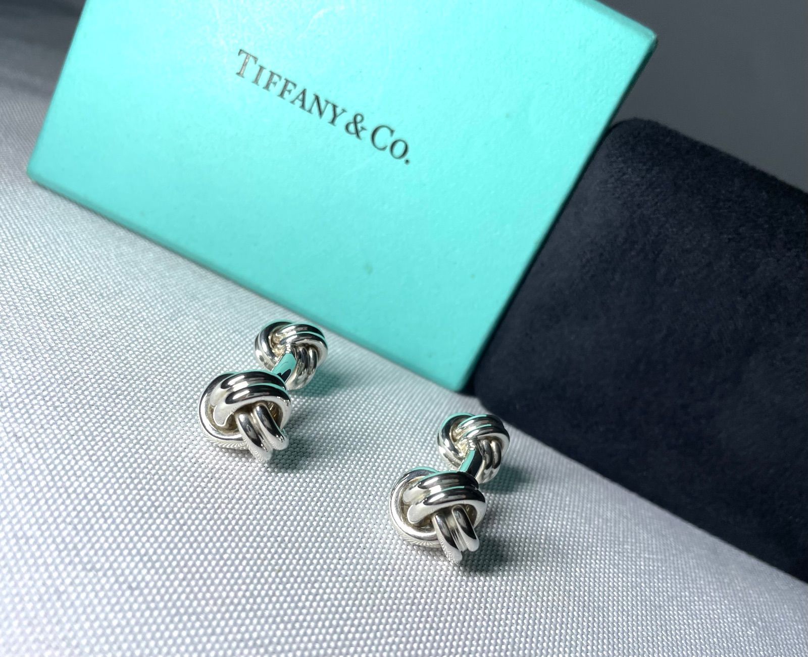 美品 TIFFANY ティファニー ツイストノットカフス ボタン カフリンクス