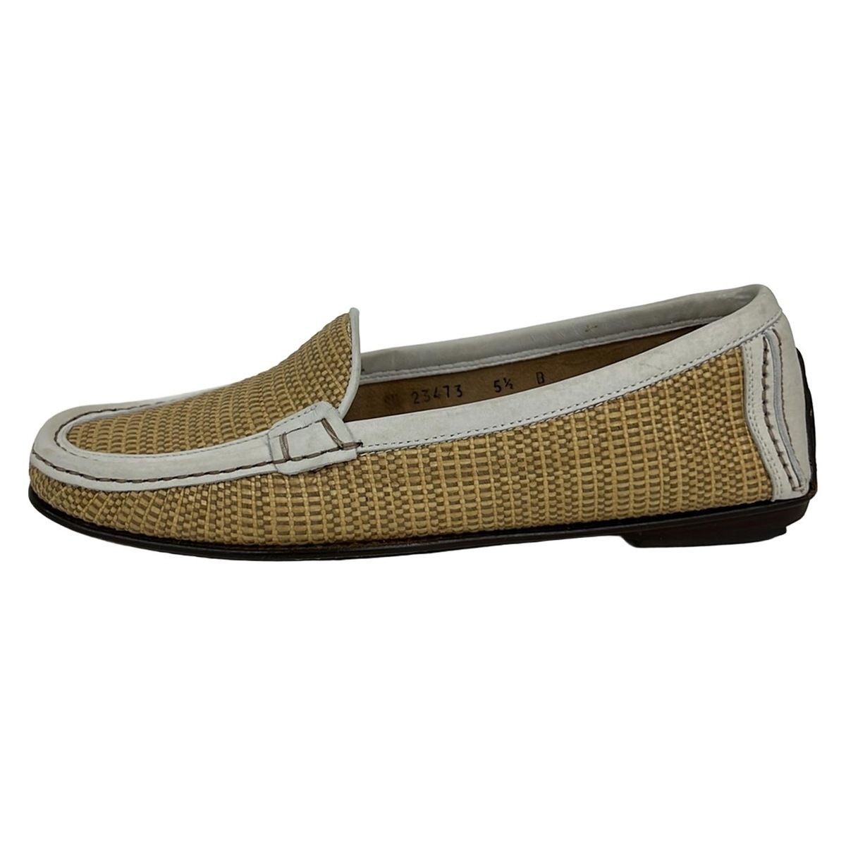 SalvatoreFerragamo サルバトーレフェラガモ スリッポン 5 1 2 B レディース ベージュ ライトグレー レザー