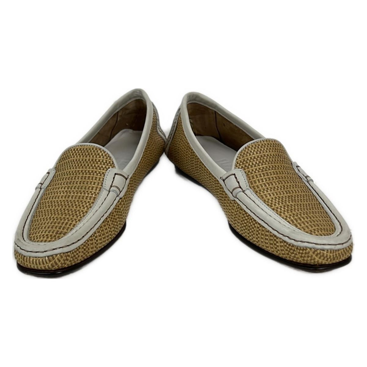 SalvatoreFerragamo サルバトーレフェラガモ スリッポン 5 1 2 B レディース - ベージュ×ライトグレー レザー