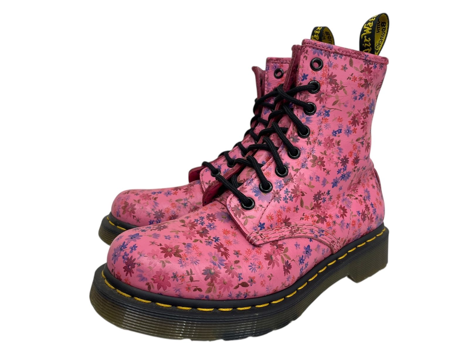 Dr Martens ドクターマーチン 8 EYE BOOT 8ホール ブーツ フラワー柄 1460 W 23 cm UK 4 ピンク レディース 049