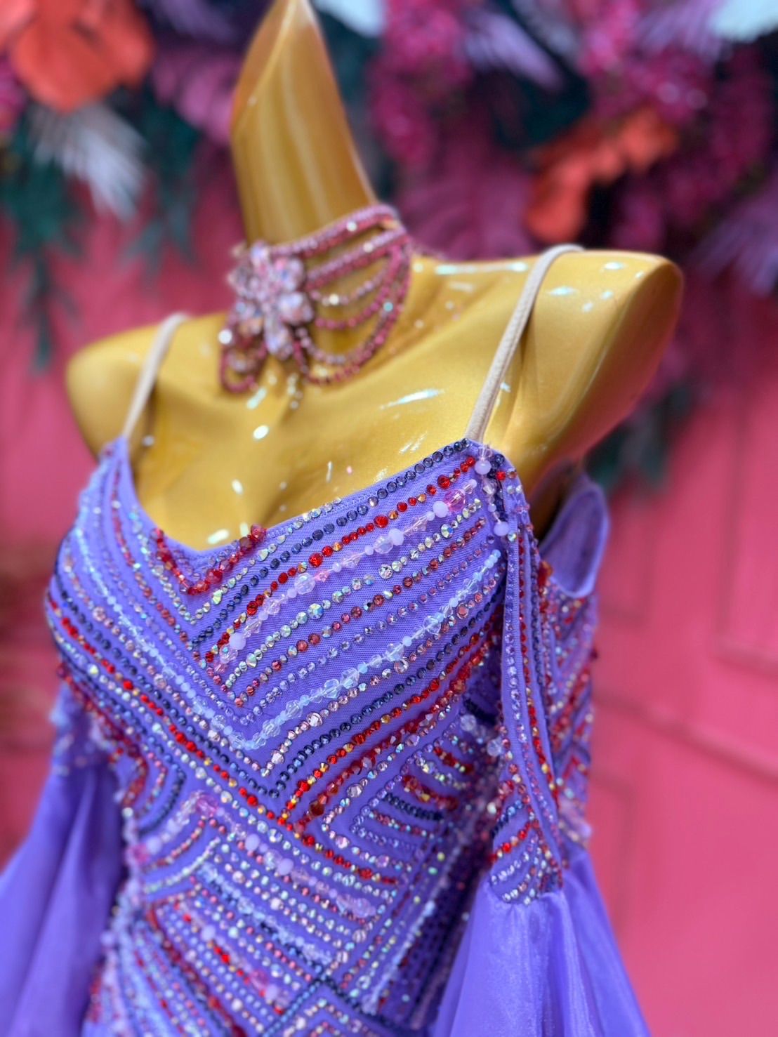 社交ダンス gentil ジャンティ 紫 パープル ピンク グラデーション サイズL