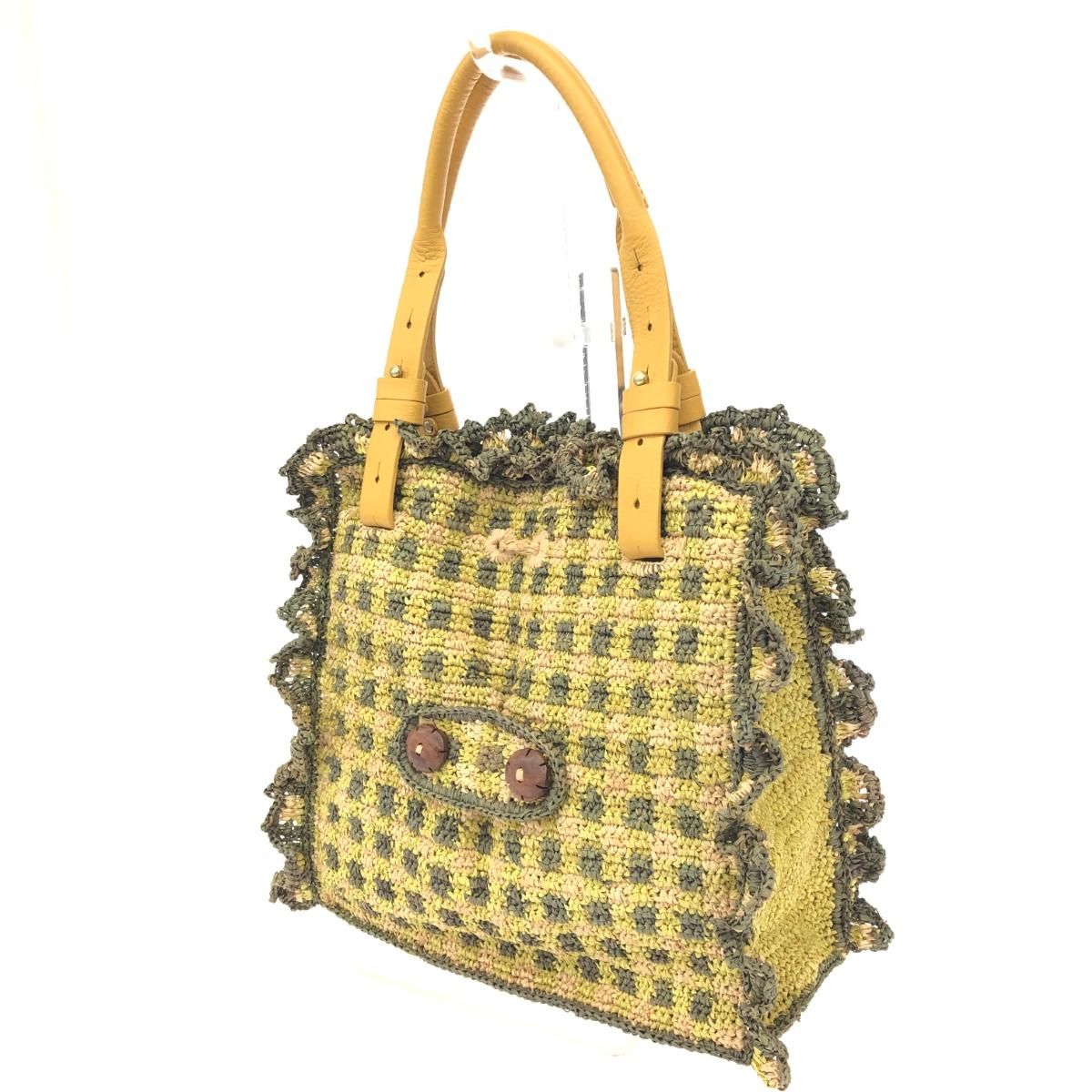 JAMIN PUECH イエロー かごバッグ JAMIN PUECH(ジャマンピエッシェ) トートバッグ - ダークイエロー