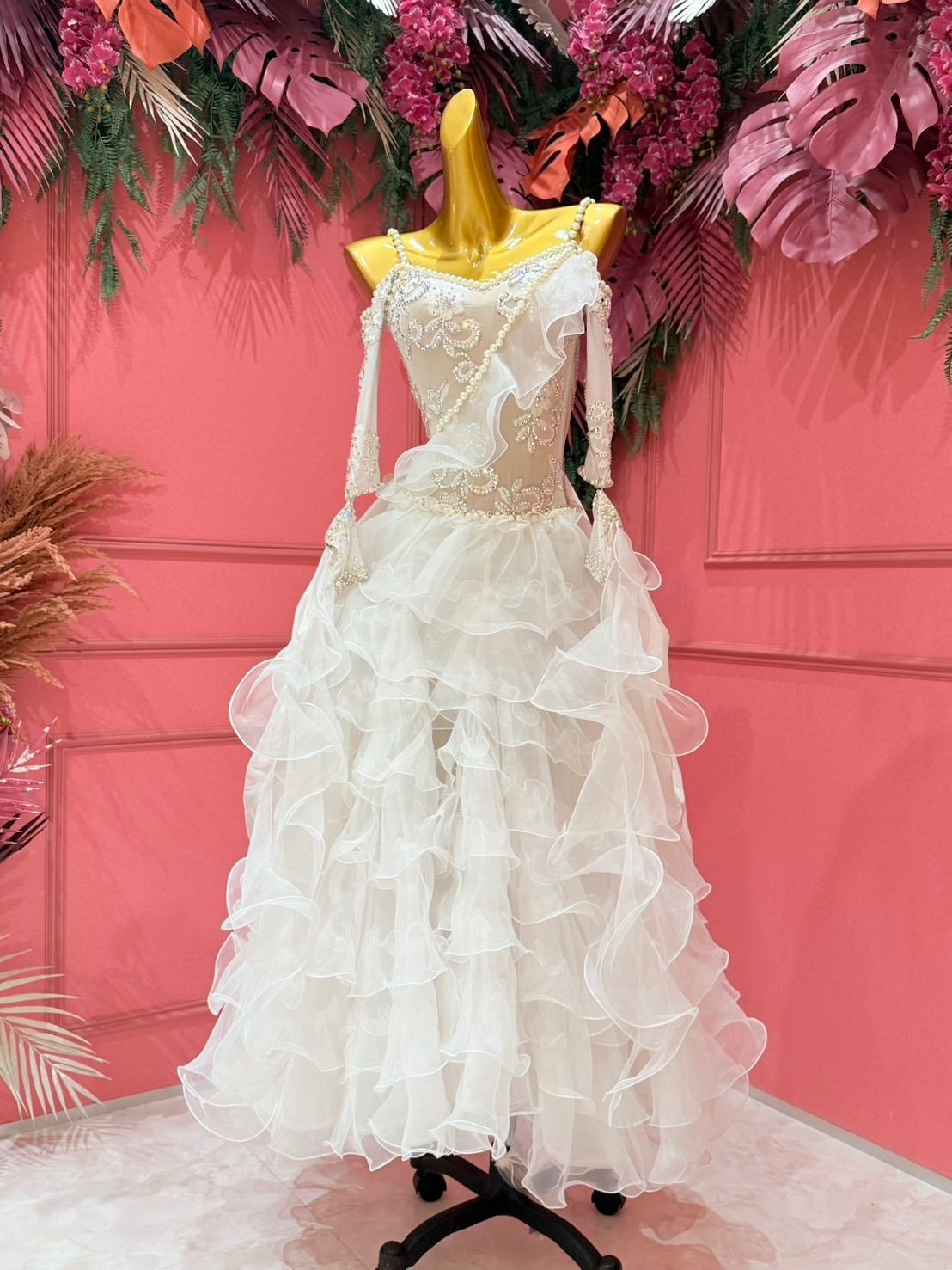 社交ダンス gentil ジャンティ 白 ホワイト スタンダードドレス サイズ