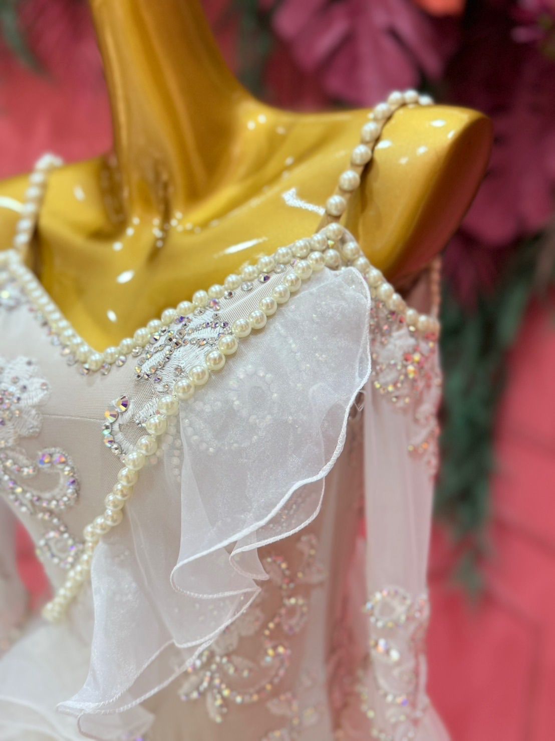 社交ダンス gentil ジャンティ 白 ホワイト ドレス サイズS