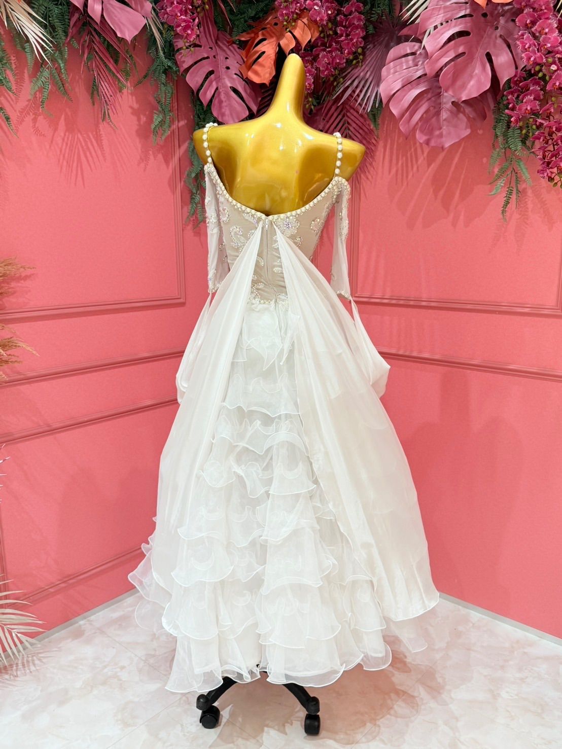 社交ダンス gentil ジャンティ 白 ホワイト スタンダードドレス サイズ