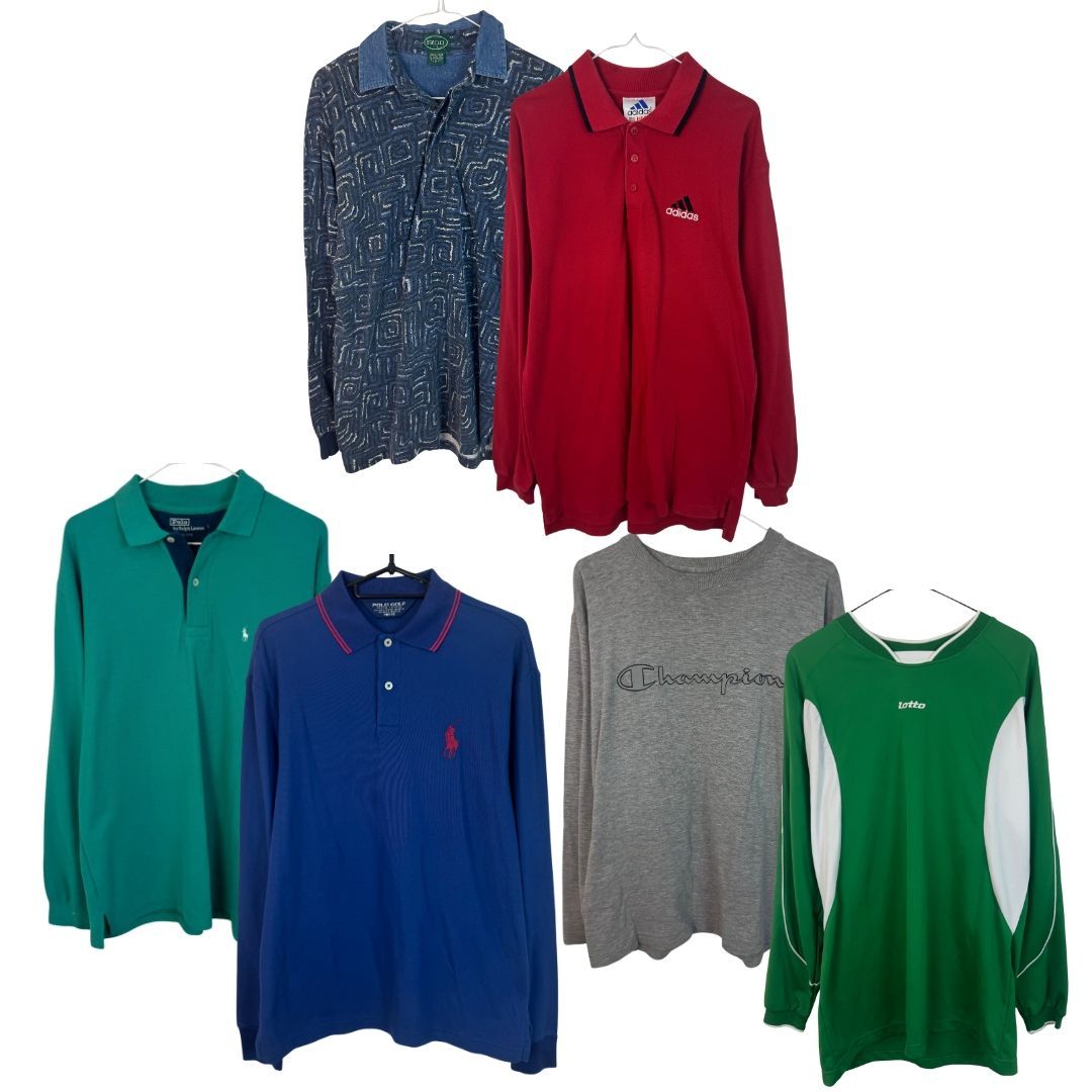 古着卸 古着 ロンT 長袖 ポロシャツ ゲームシャツ 総柄 ロゴ刺繍 スポーツMIX アメカジ ストリート adidas Polo Ralph Lauren Champion Lotto 90 s