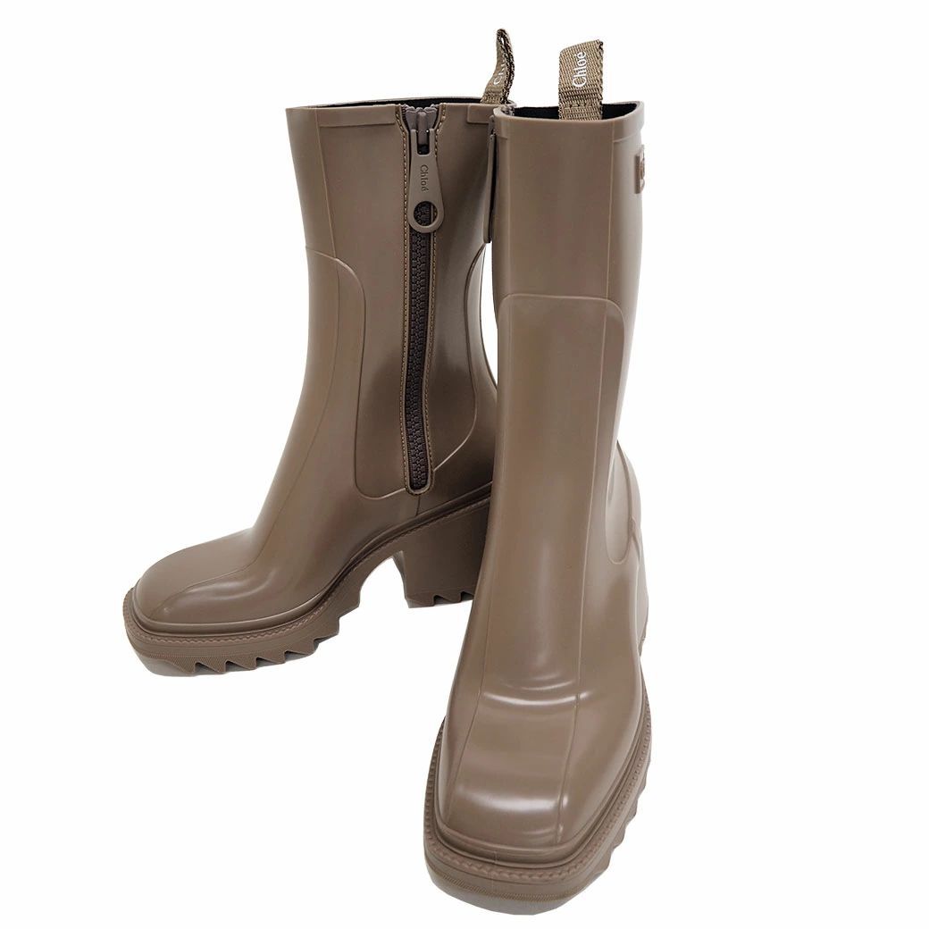 Chloeクロエ BETTY ベティ レインブーツ ダークグレージュ レディース PVC ショート ミドル丈 38 24 5 cm