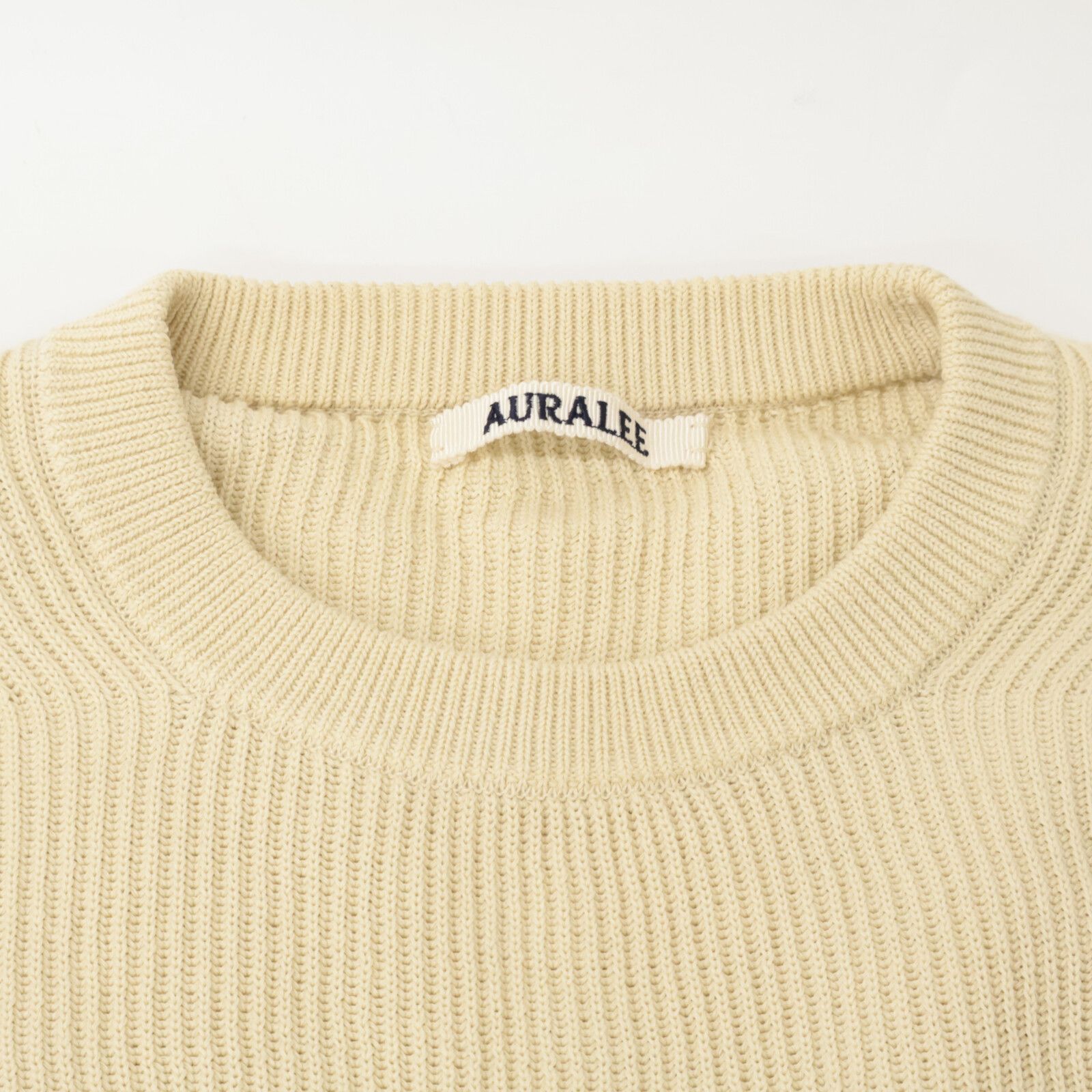 AURALEE オーラリー 25SS A25P01SY ﾍﾞｰｼﾞｭ FLAT YARN RIB KNIT /ﾌﾗｯﾄ 