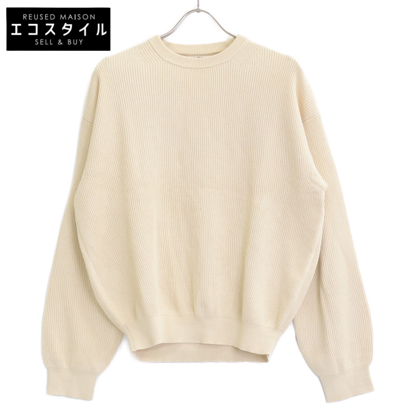 AURALEE オーラリー 25SS A25P01SY ﾍﾞｰｼﾞｭ FLAT YARN RIB KNIT /ﾌﾗｯﾄ 