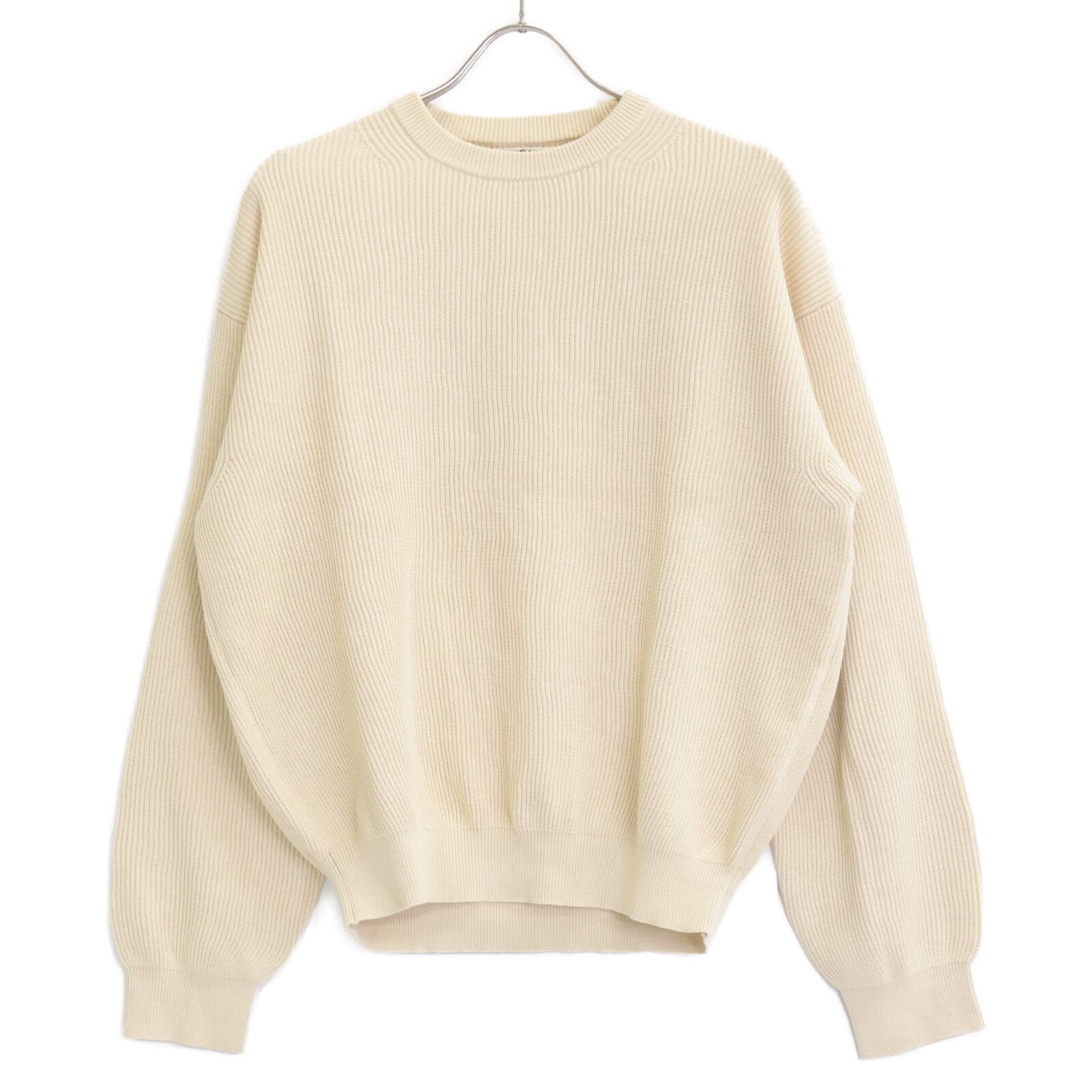 AURALEE オーラリー 25SS A25P01SY ﾍﾞｰｼﾞｭ FLAT YARN RIB KNIT /ﾌﾗｯﾄ 