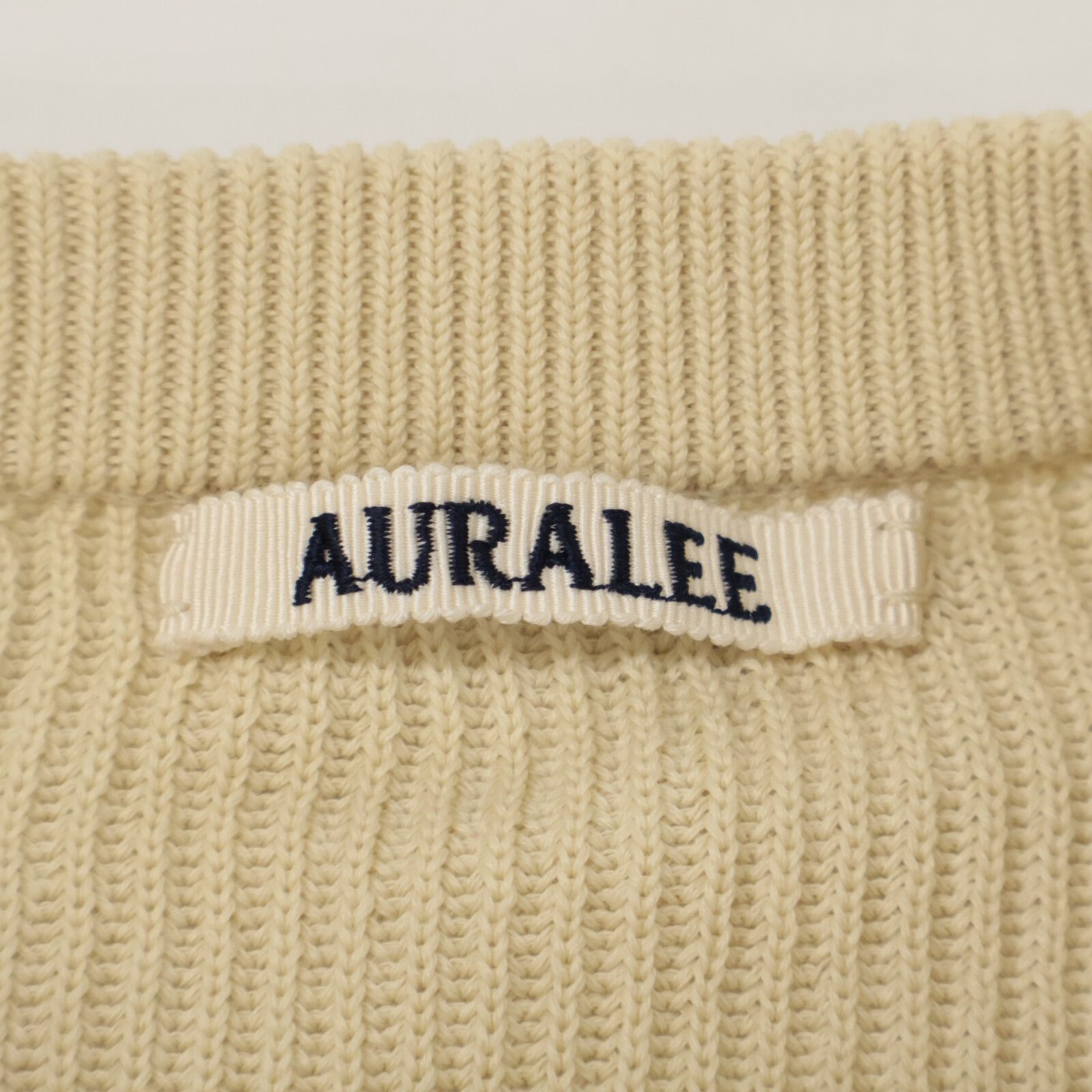 AURALEE オーラリー 25SS A25P01SY ﾍﾞｰｼﾞｭ FLAT YARN RIB KNIT /ﾌﾗｯﾄ 
