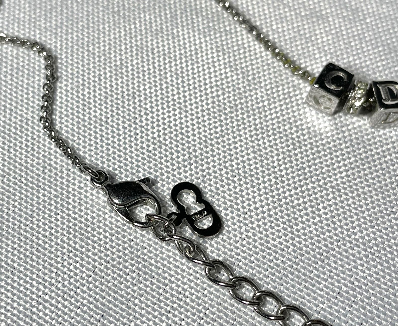 Dior ディオール ネックレス CD キューブ ラインストーン シルバー_2 ディオール Dior ネックレス シルバー CDロゴ キューブ ラインストーン