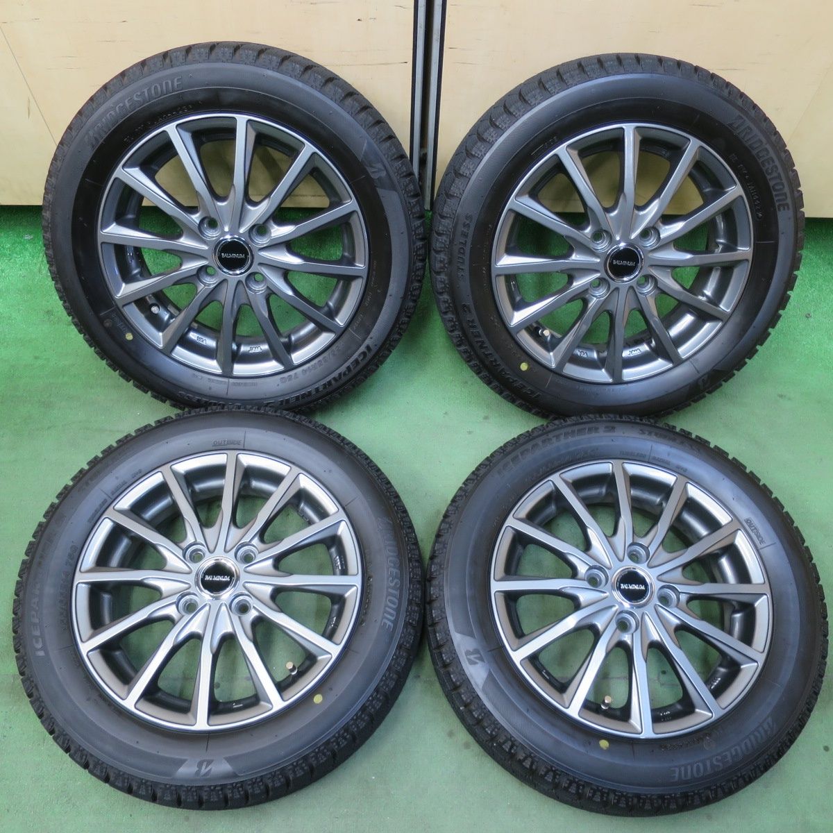 バリ溝 23年 キレイ 9分 スタッドレス 155 65 R 14 ブリヂストン アイスパートナー2 バルミナ 14インチ PCD 100 4 H 5112905イス